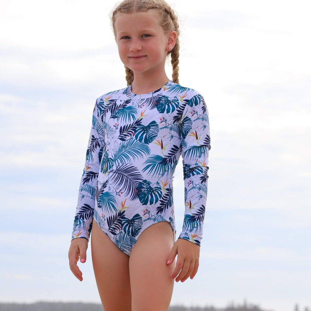 Girls Long Sleeve Bathers One Piece Swimsuit Long Sleeve Swimwear — free download