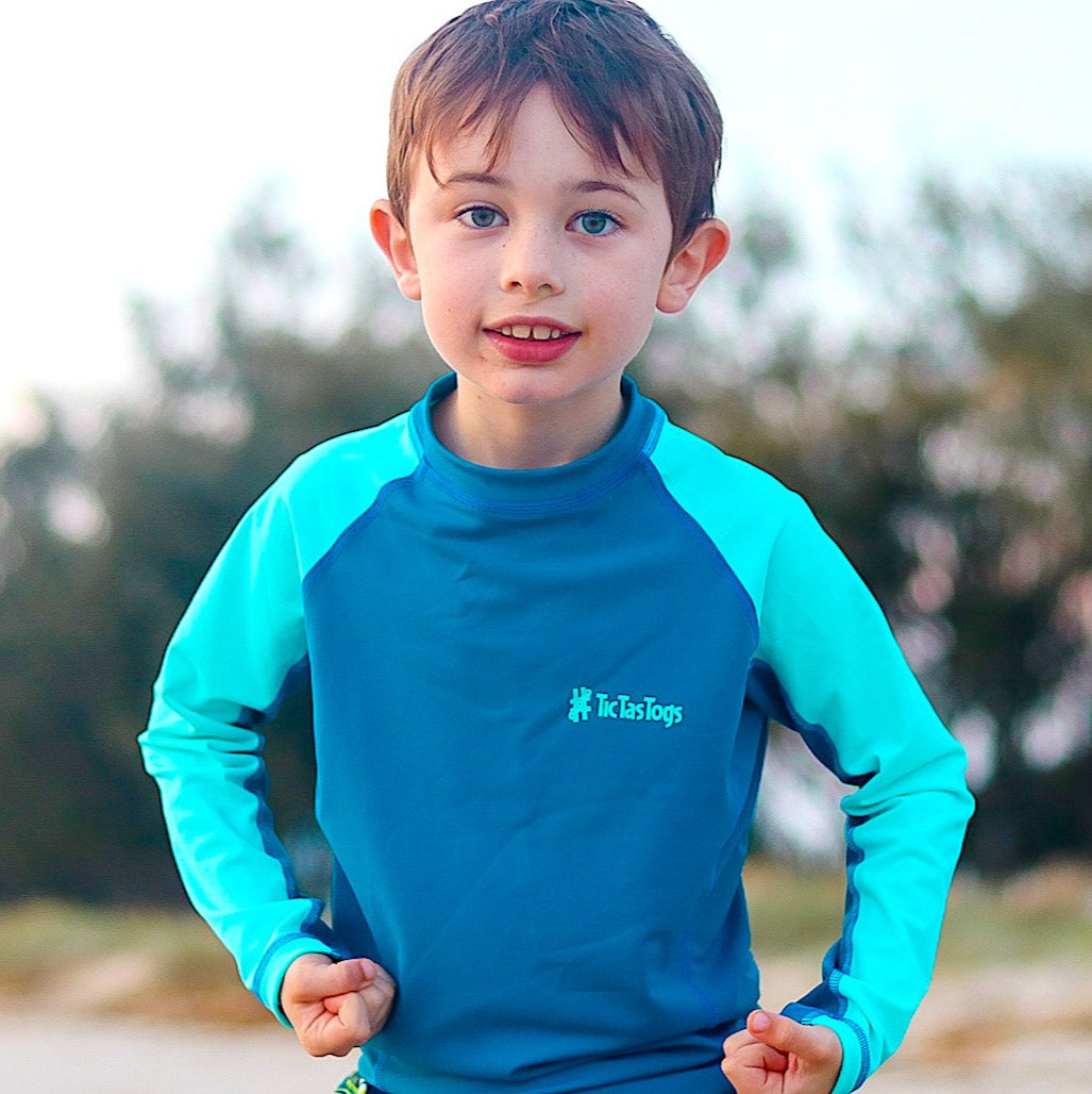 Upf 50 Childrens Long Sleeve Rash Guard Boys Swim Sets Size