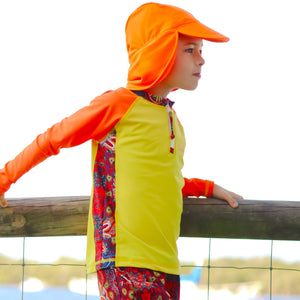 Kids Bright Neon Sun Hat | Orange | Yellow