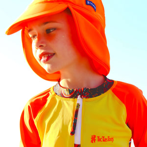 Kids Bright Neon Sun Hat | Orange | Yellow