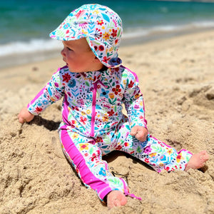 NEW! Baby Full Length Zip Sunsuit Set | Ditsy Daisy