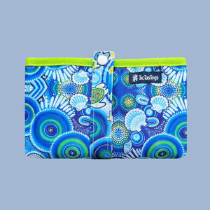 Blue and green patterned nappy changing mat