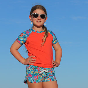 Girls Short Sleeve Top + Beach Shorts | Bush Blooms
