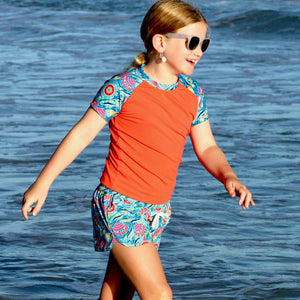 Girls Short Sleeve Top + Beach Shorts | Bush Blooms