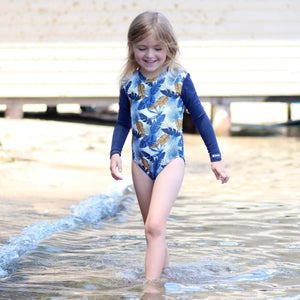 Long Sleeve Swimsuit | Golden Leaves | Size 6 only