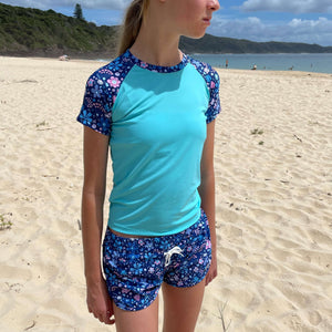 Short Sleeve Top + Beach Shorts | Flower Power