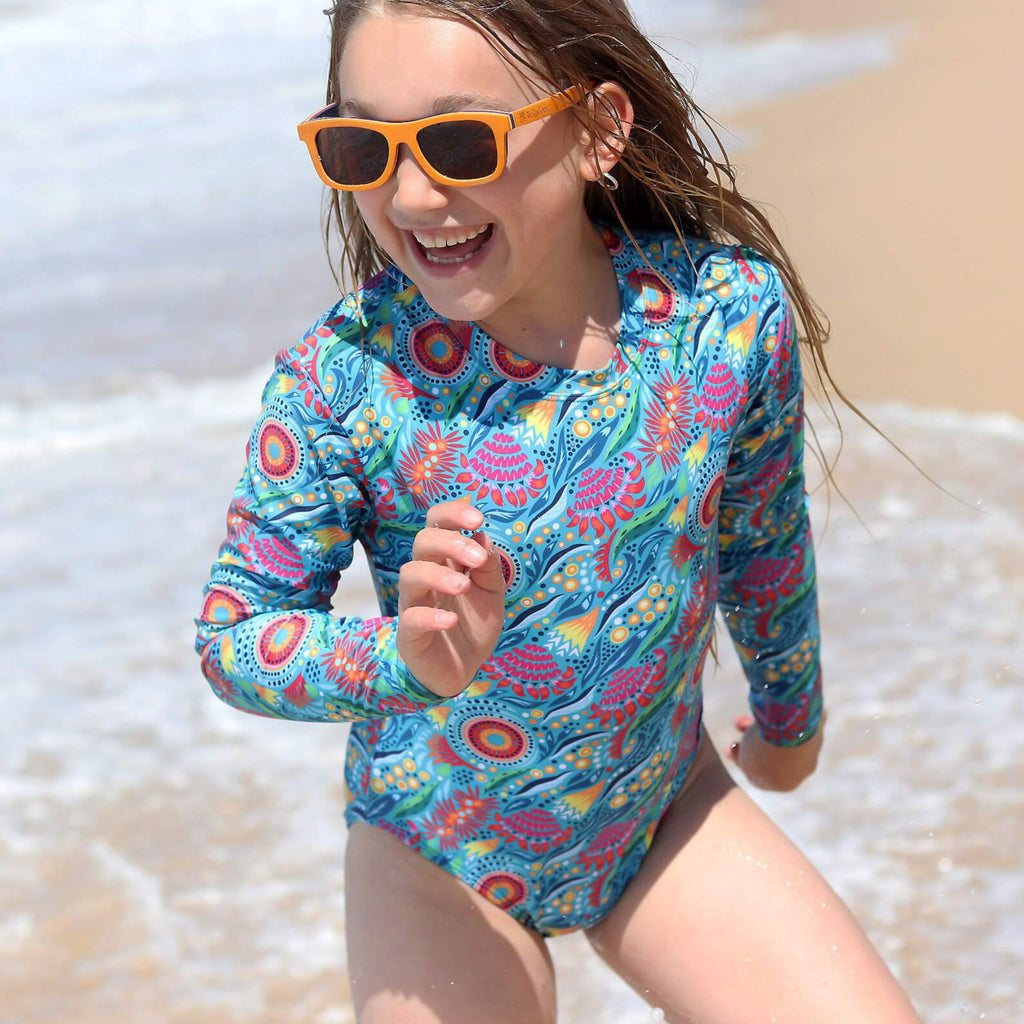 Girls Long Sleeve Swimwear, Bathers Girls Swimwear Australia TicTasTogs